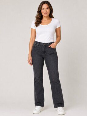 Liz Claiborne Women’s Gray Charcoal Straight Leg Jeans Size 16 Stretch